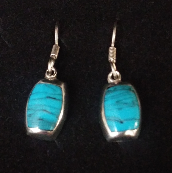 Stunning Vintage Taxco Sterling Turquoise Earrings - Picture 6 of 10
